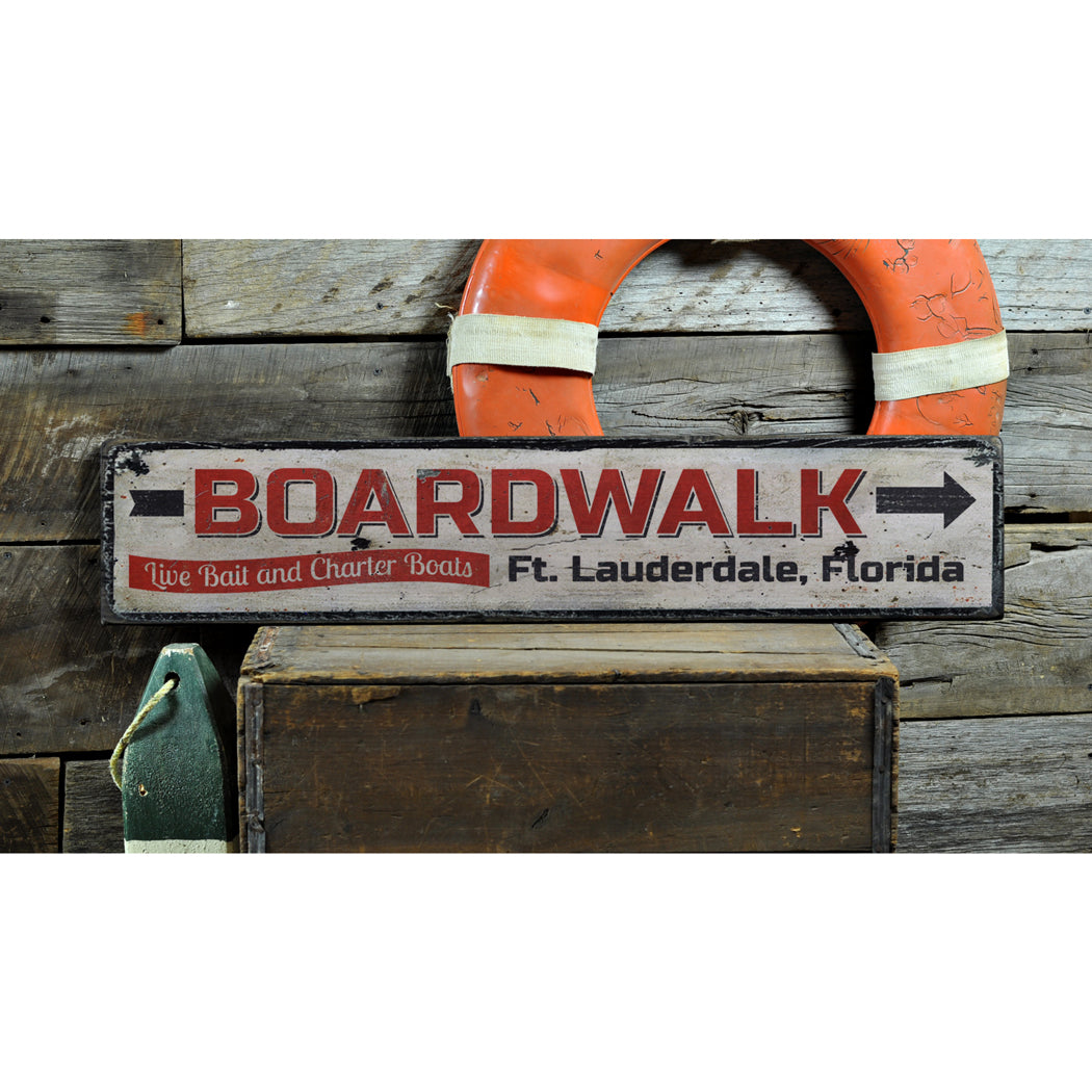 Boardwalk Arrow Rustic Wood Sign