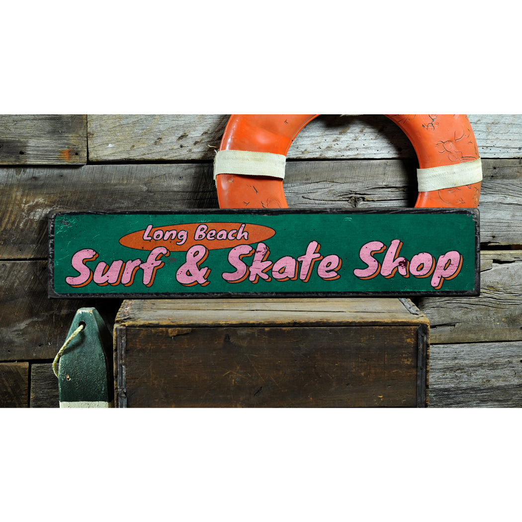 Surf and Skate Shop Rustic Wood Sign