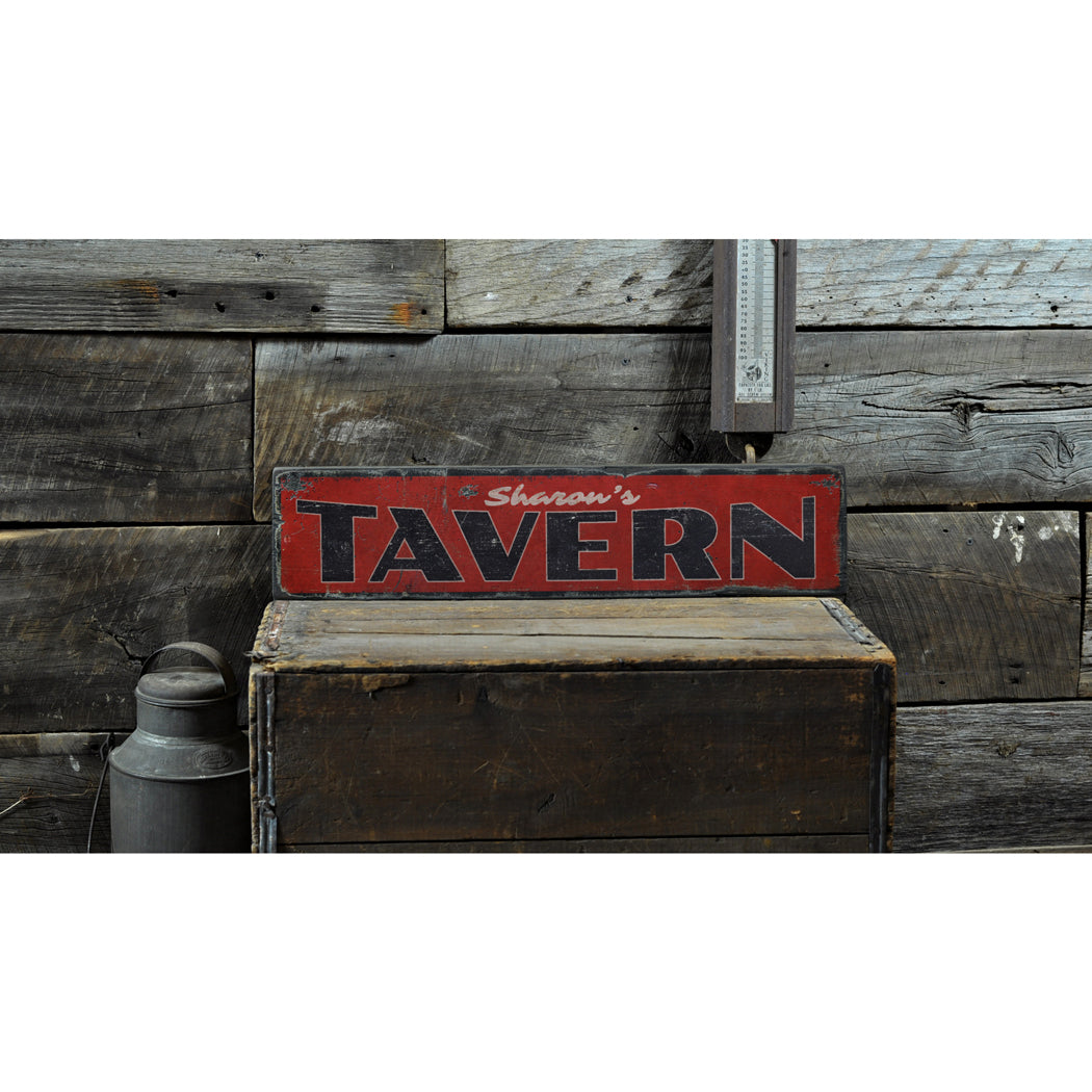 Vintage Tavern Rustic Wood Sign