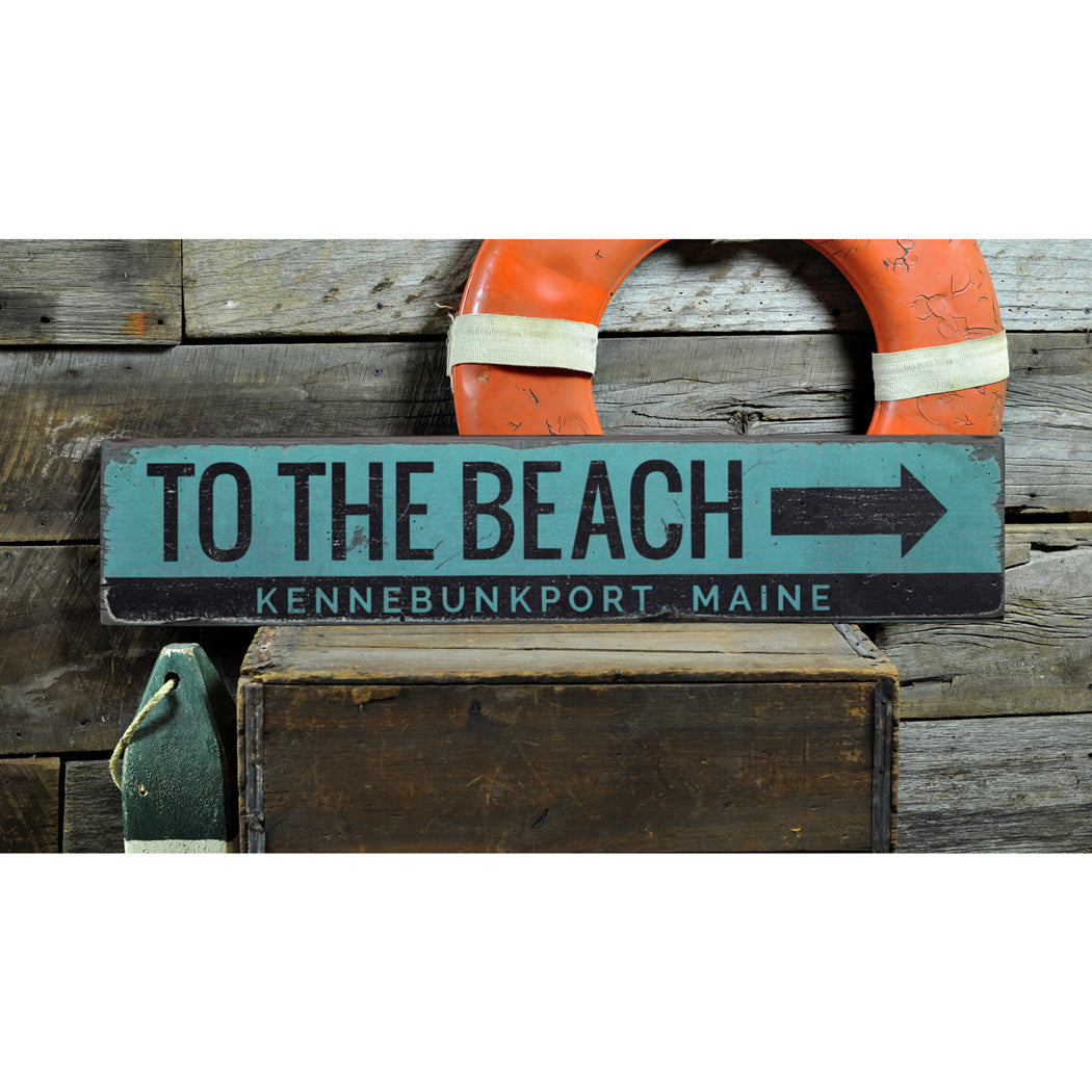 To the Beach Rustic Wood Sign