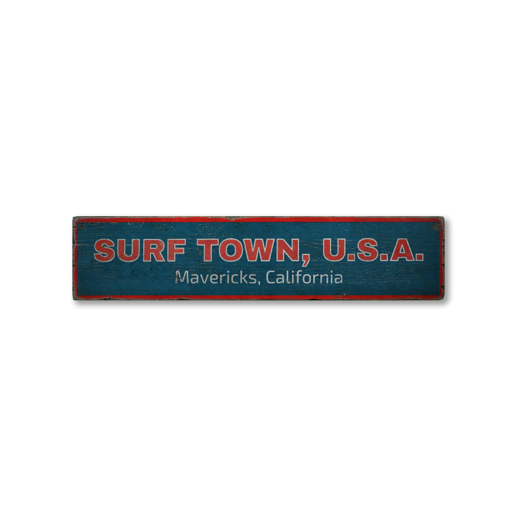 Surf Town USA Rustic Wood Sign