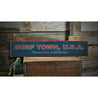 Surf Town USA Rustic Wood Sign