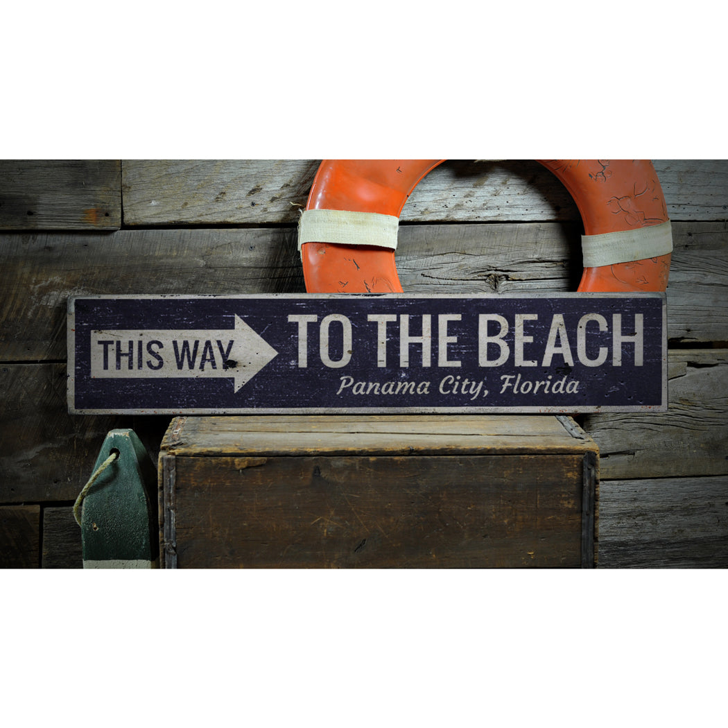 Beach Directional Rustic Wood Sign