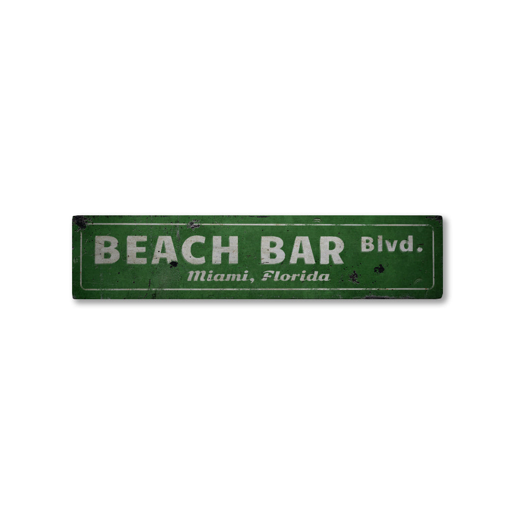 Beach Bar Street Rustic Wood Sign