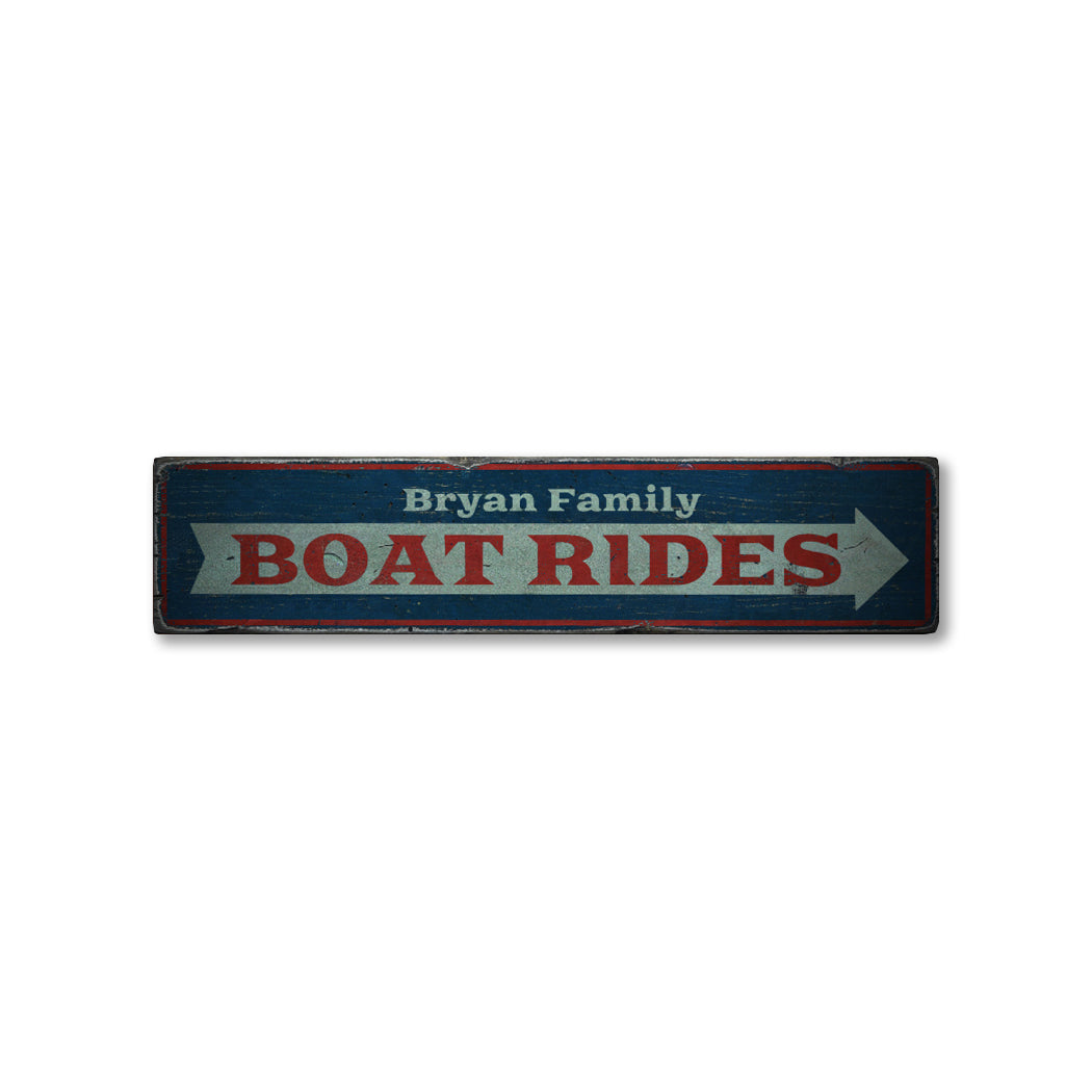 Boat Rides Arrow Rustic Wood Sign