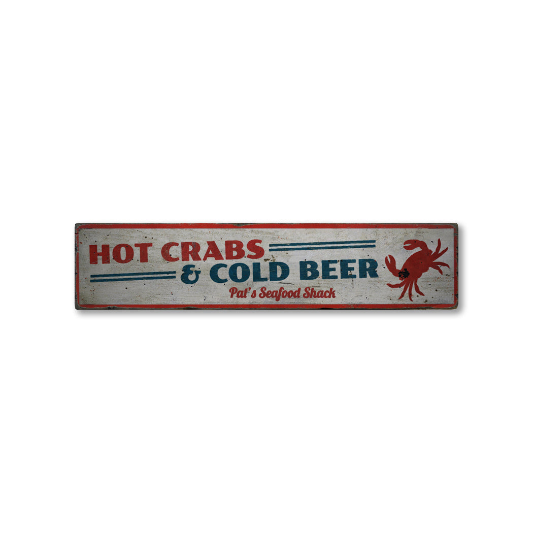 Hot Crabs & Cold Beer Rustic Wood Sign