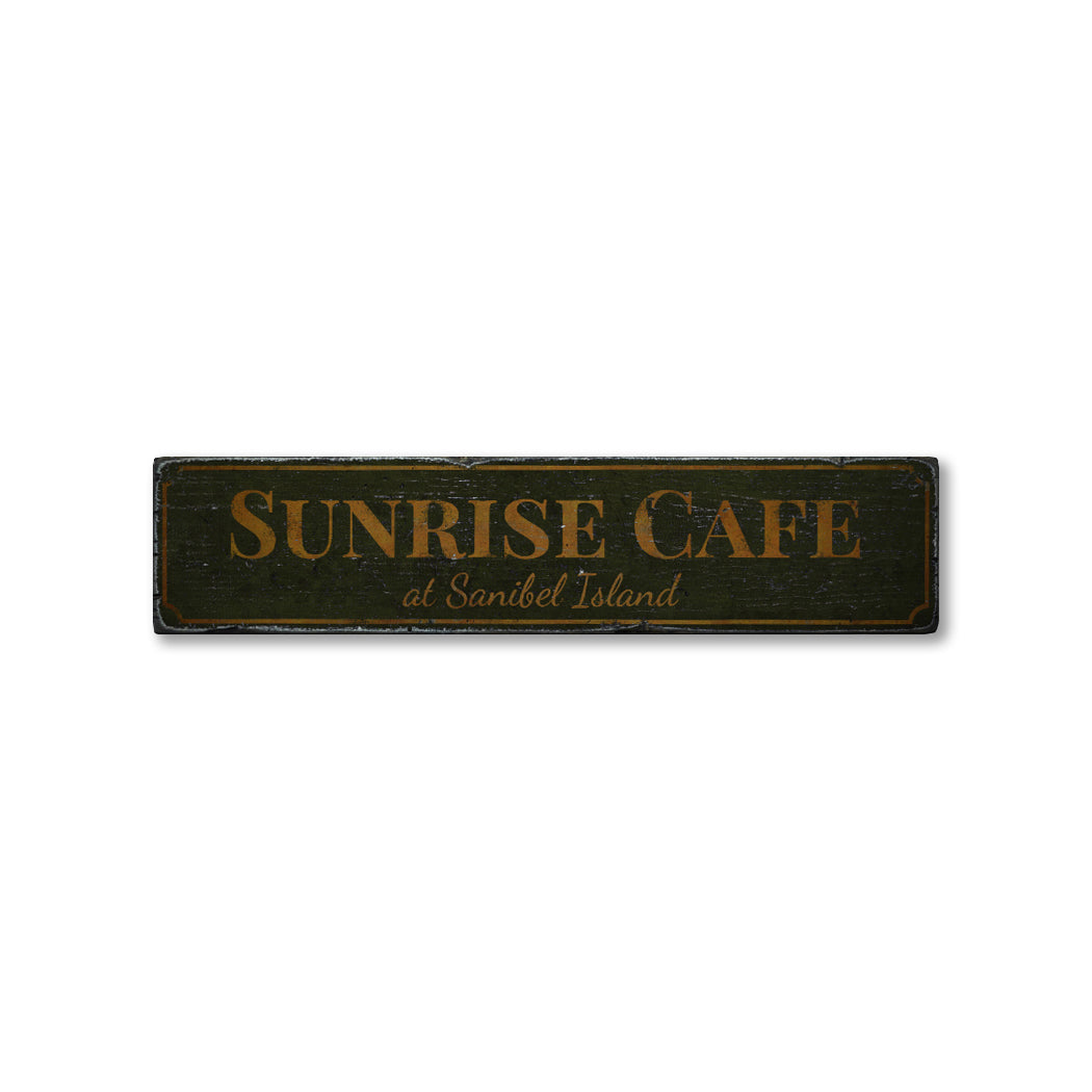 Sunrise Cafe Rustic Wood Sign