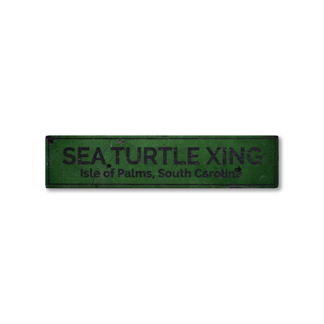 Sea Turtle Crossing Rustic Wood Sign