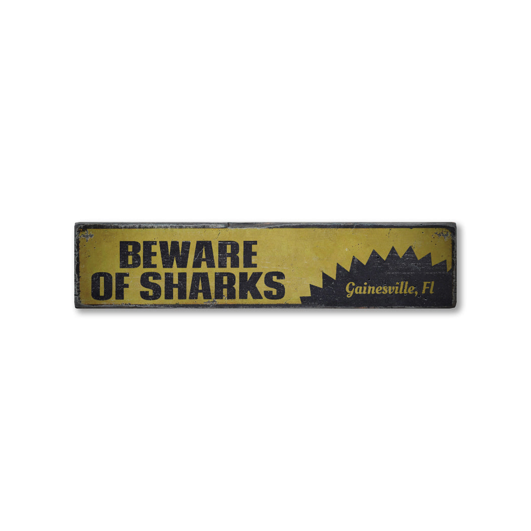 Beware of Sharks Rustic Wood Sign