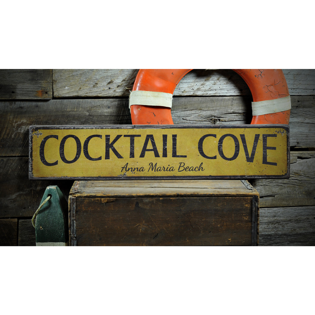 Cocktail Cove Rustic Wood Sign