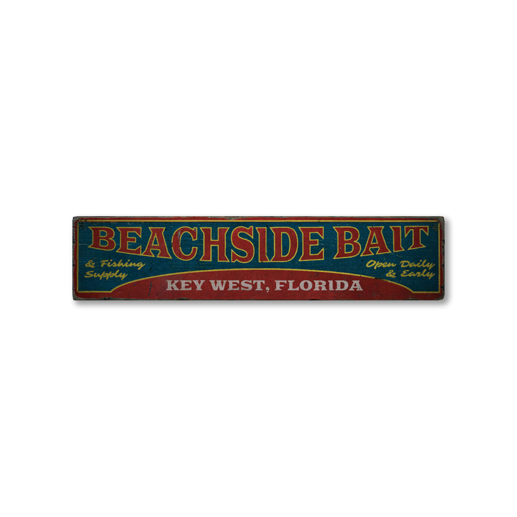 Beachside Bait Rustic Wood Sign