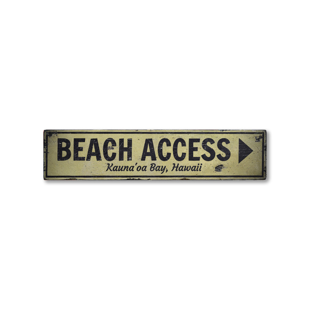 Beach Access Arrow Rustic Wood Sign