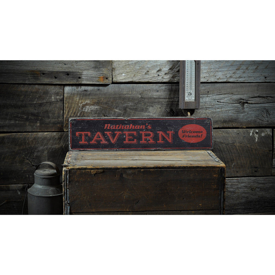 Welcome Tavern Rustic Wood Sign