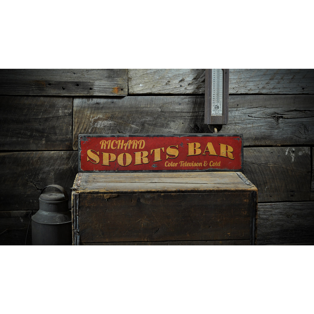 Sports Bar Name Rustic Wood Sign