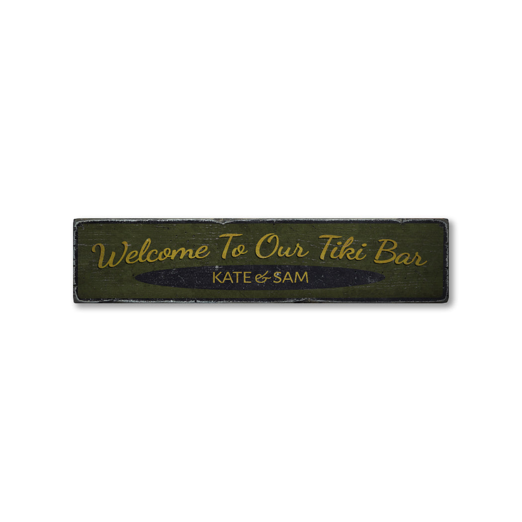 Welcome to our Tiki Bar Rustic Wood Sign