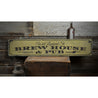 Pub & Brewhouse Address Rustic Wood Sign