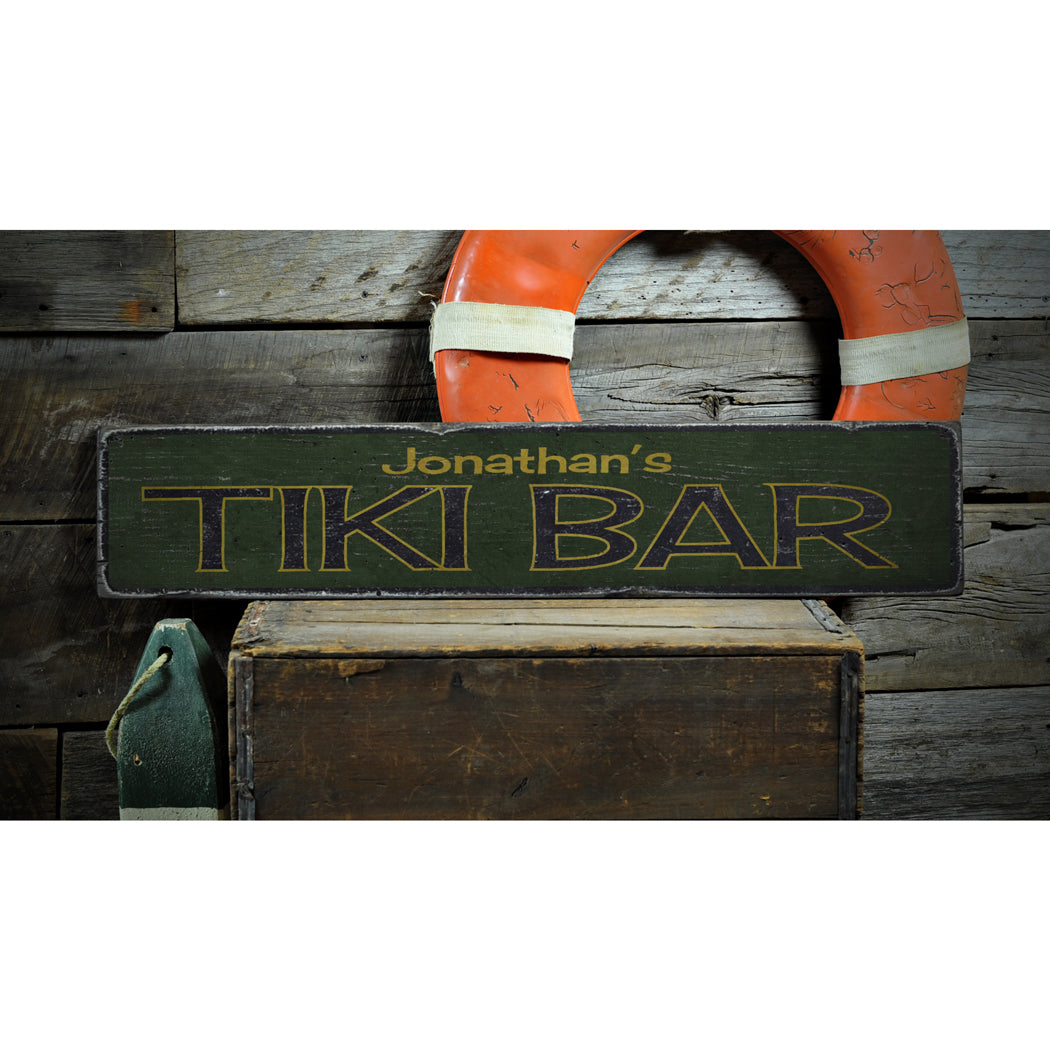 Tiki Rustic Wood Sign