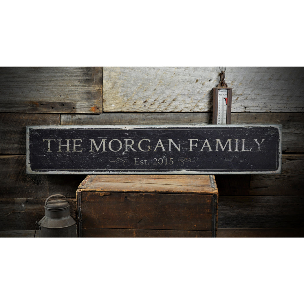 Family Name Rustic Wood Sign