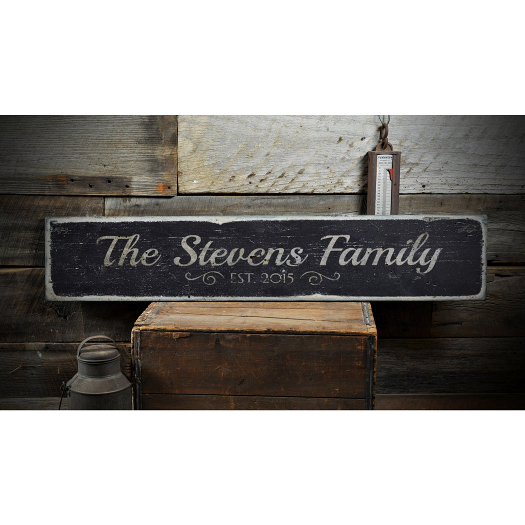 Family Est. Date Rustic Wood Sign