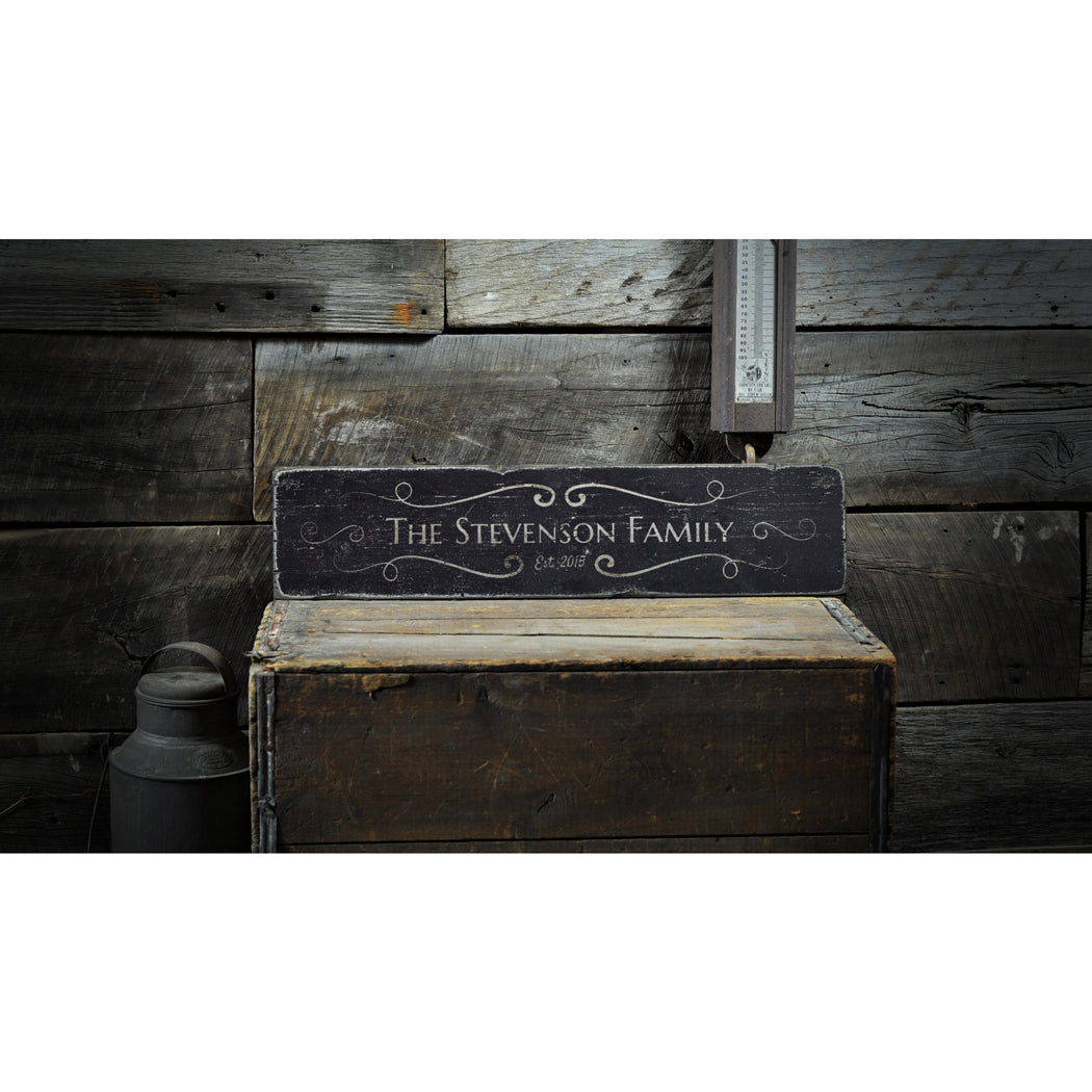 Last Name Rustic Wood Sign