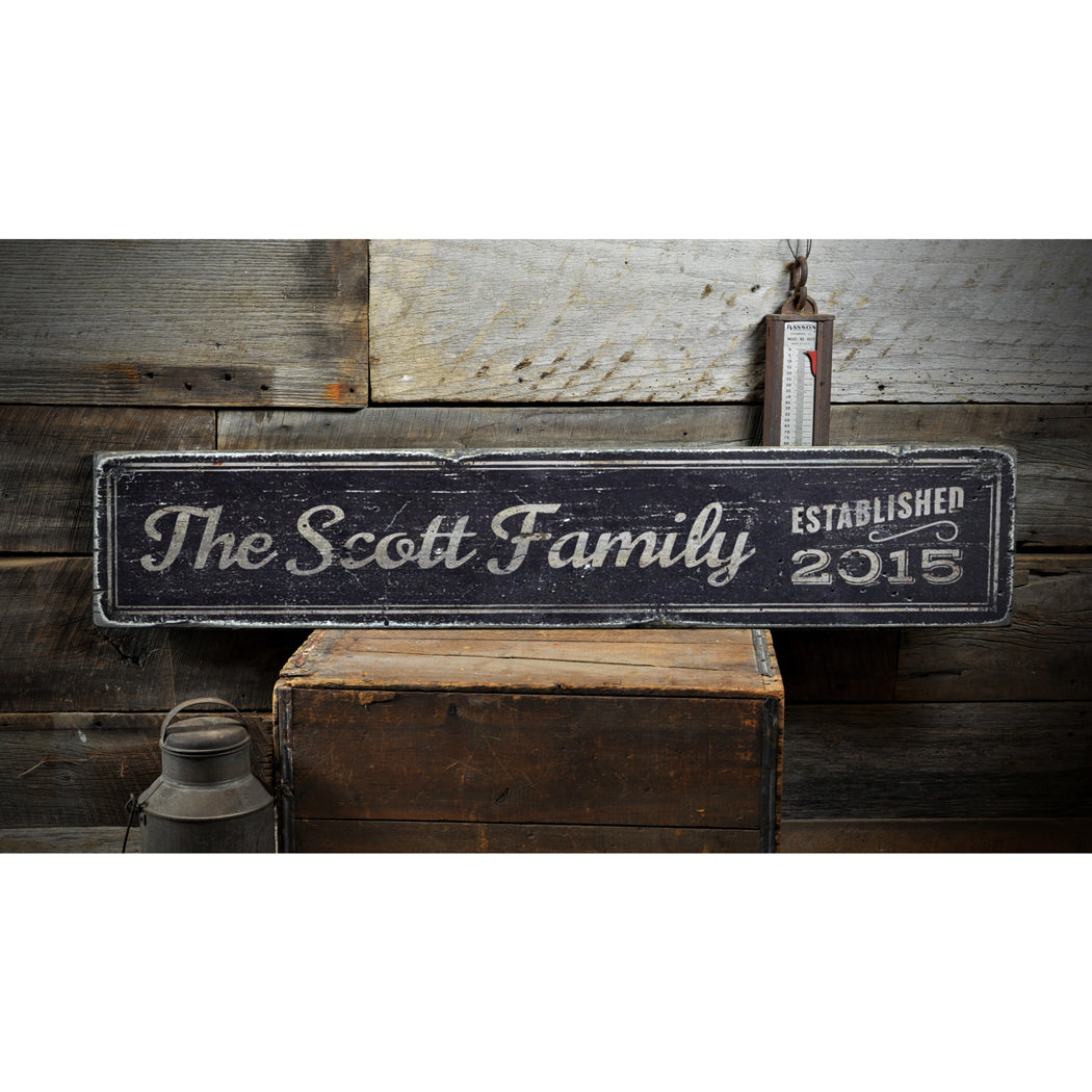 Last Name Family Rustic Wood Sign