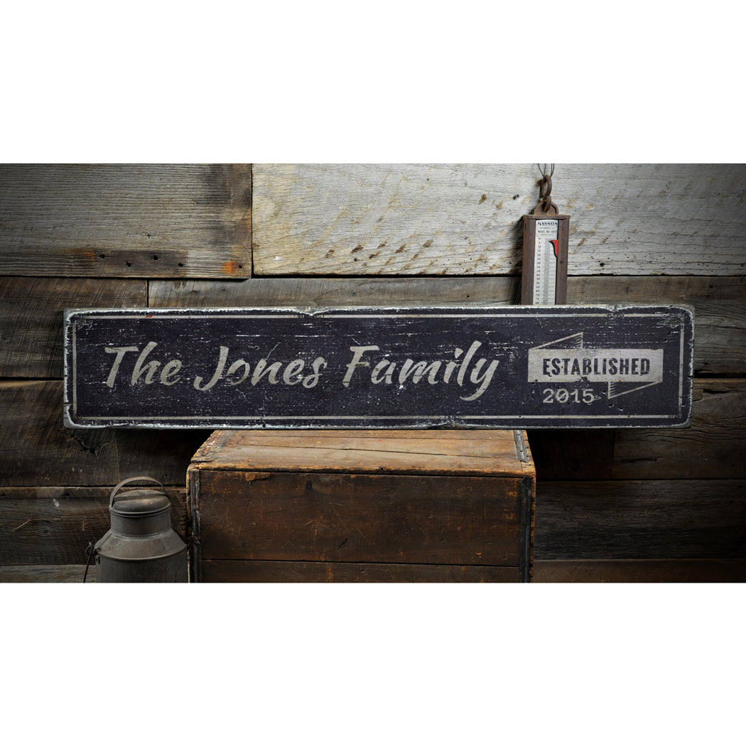 Family Name Established Rustic Wood Sign