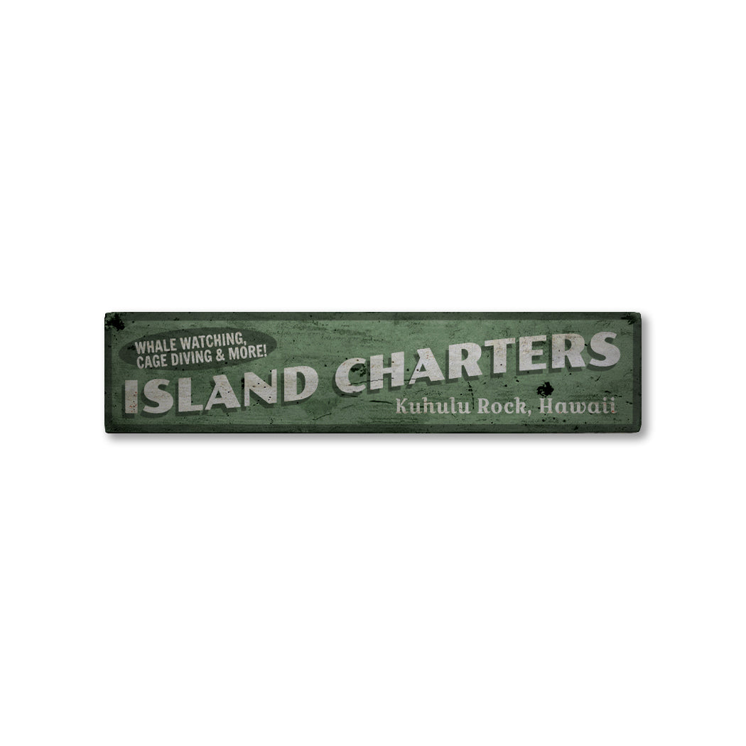 Island Charters Rustic Wood Sign