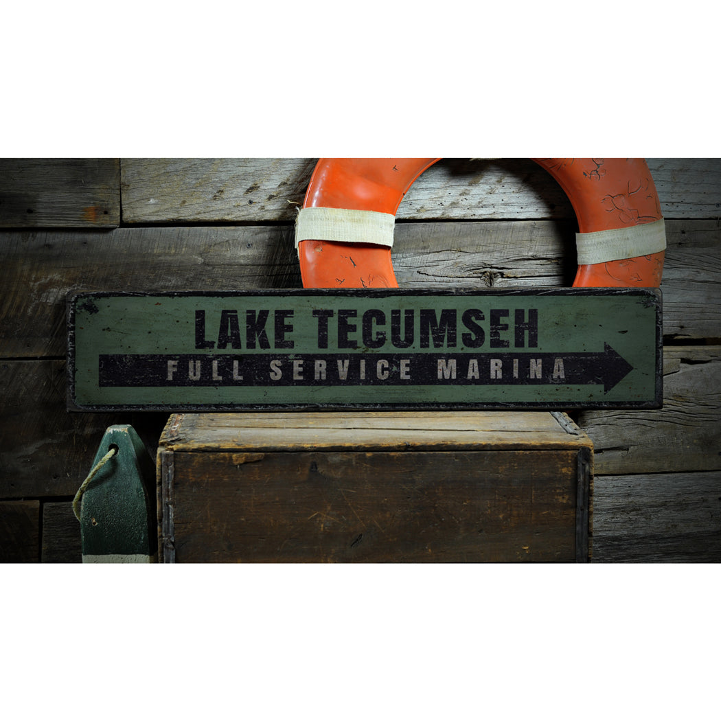 Full Service Marina Rustic Wood Sign