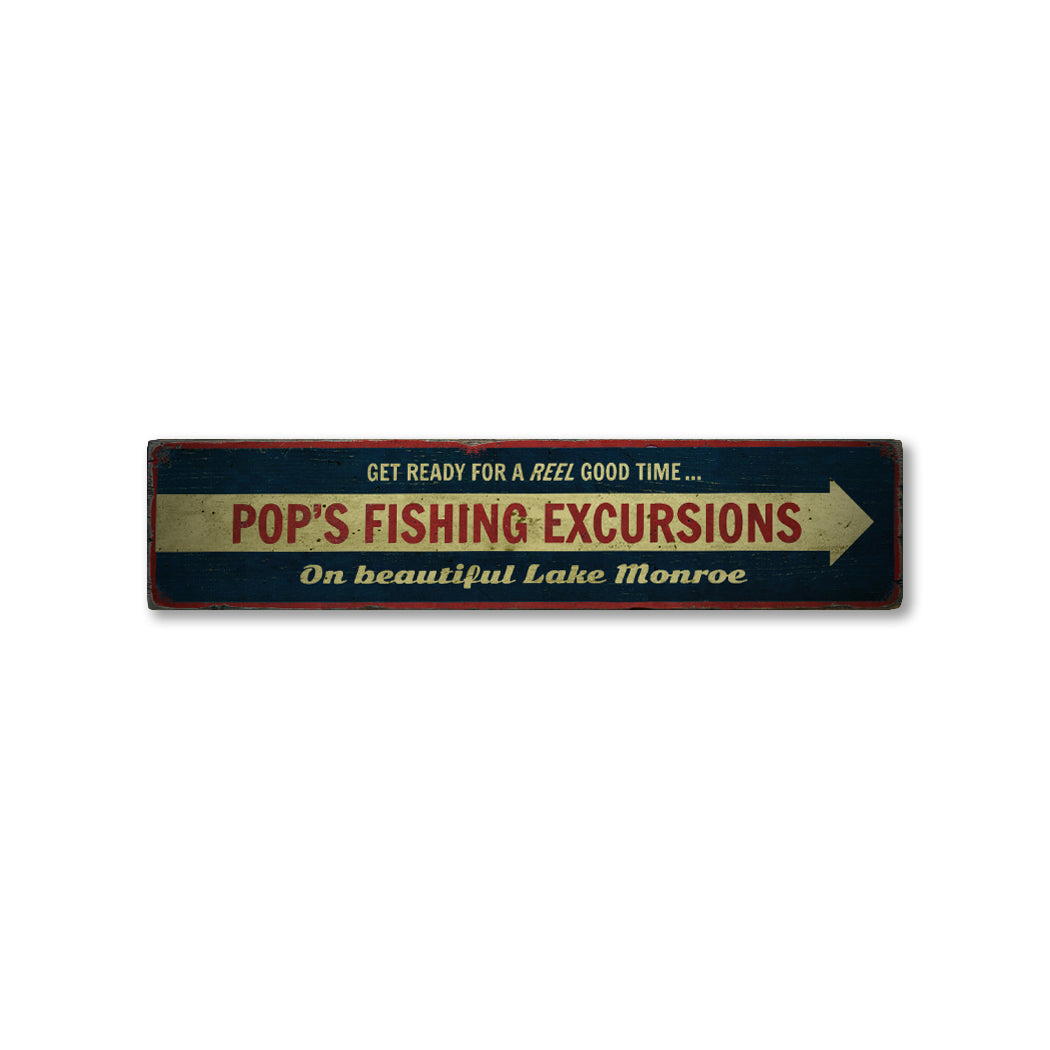 Fishing Excursions Rustic Wood Sign