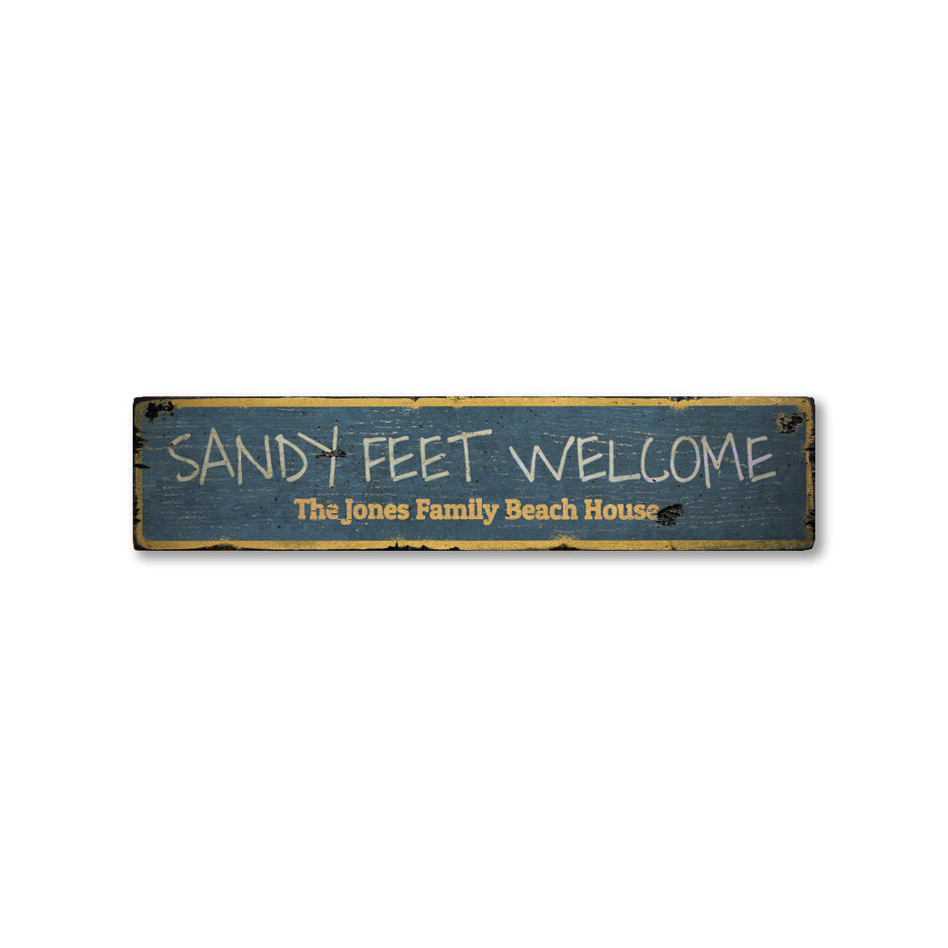 Sandy Feet Welcome Rustic Wood Sign