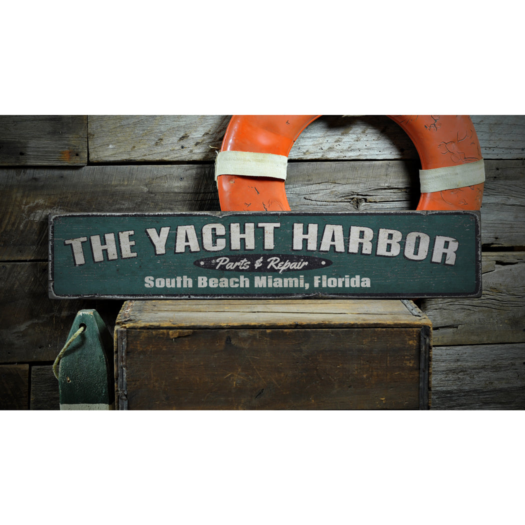 Yacht Harbor Rustic Wood Sign