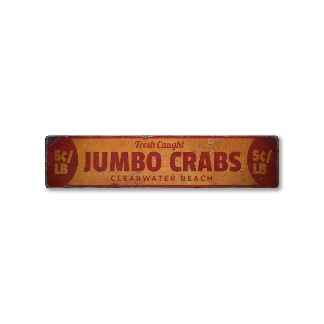 Jumbo Crabs Rustic Wood Sign