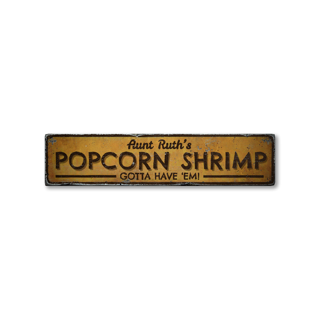 Popcorn Shrimp Rustic Wood Sign