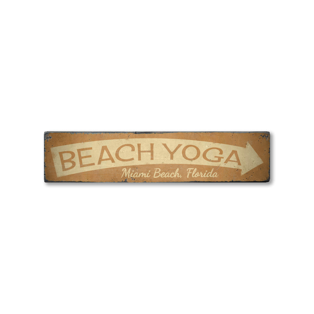 Beach Yoga Rustic Wood Sign