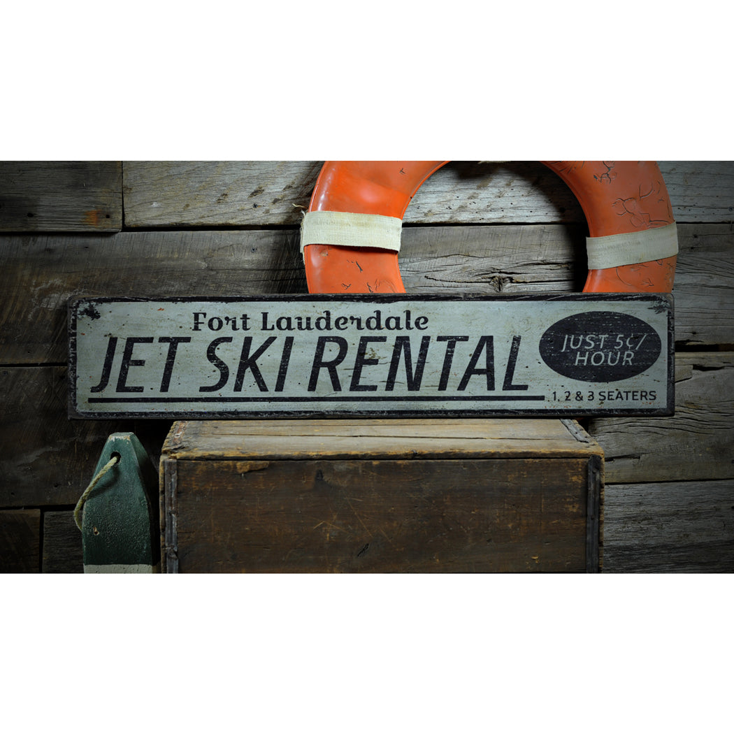 Jet Ski Rental Location Rustic Wood Sign