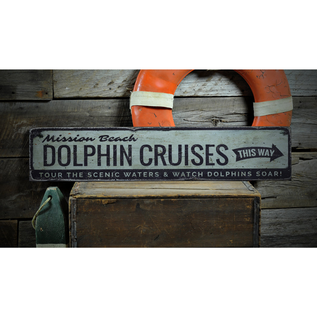 Dolphin Cruises Rustic Wood Sign