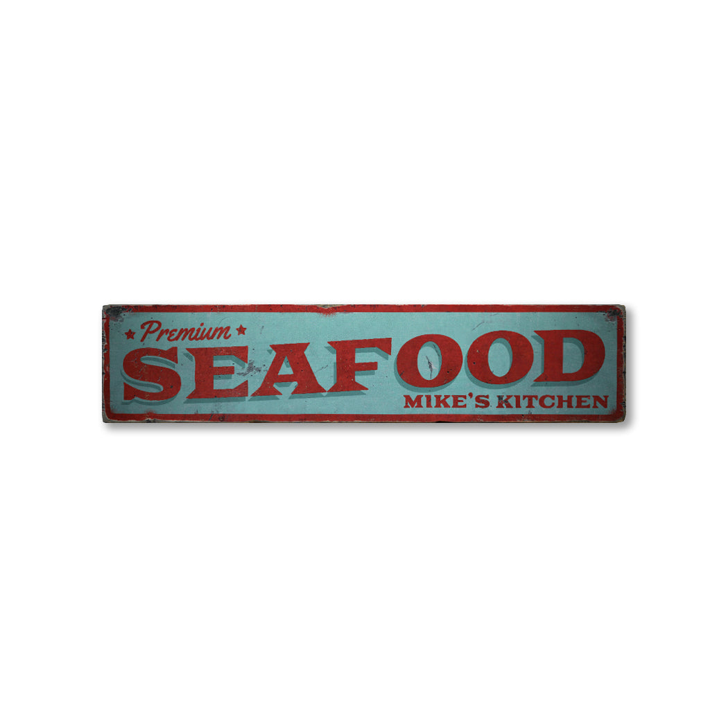 Premium Seafood Rustic Wood Sign