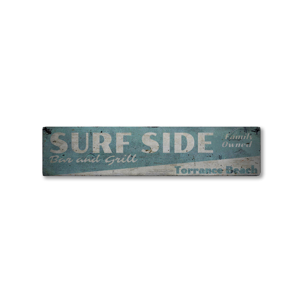 Surfside Bar & Grill Rustic Wood Sign