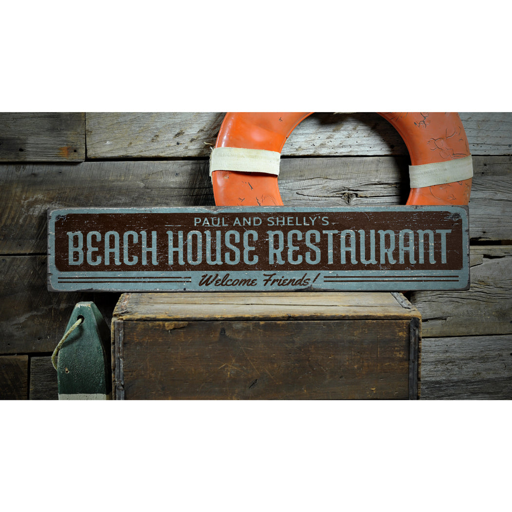 Beach House Restaurant Rustic Wood Sign