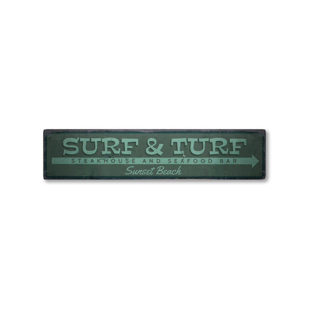 Surf & Turf Rustic Wood Sign