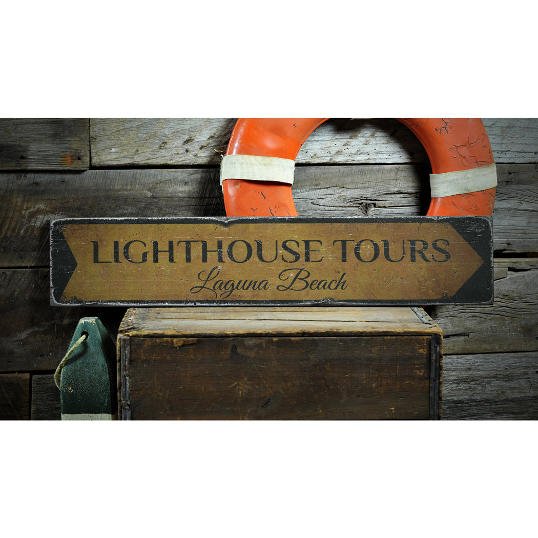 Lighthouse Tours Rustic Wood Sign