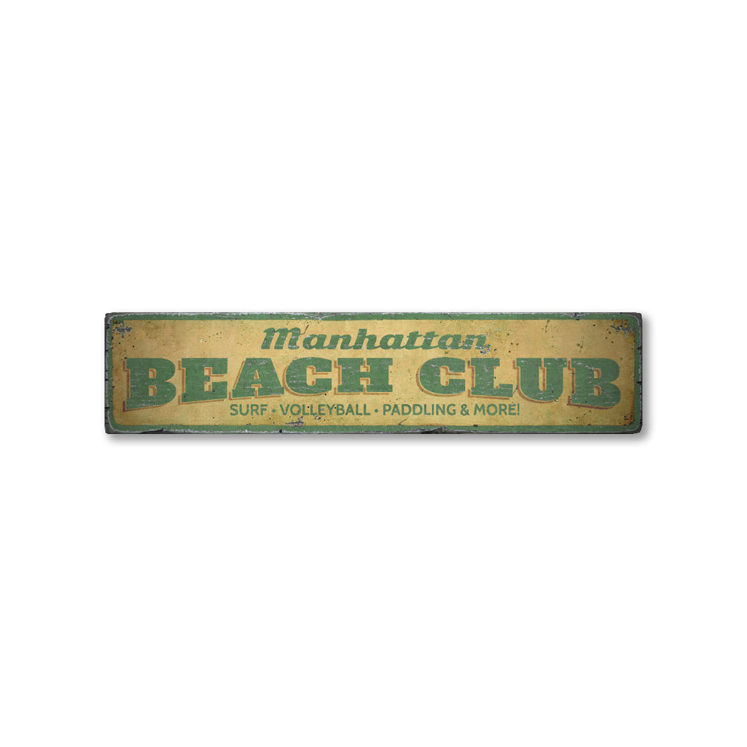 Beach Club Rustic Wood Sign