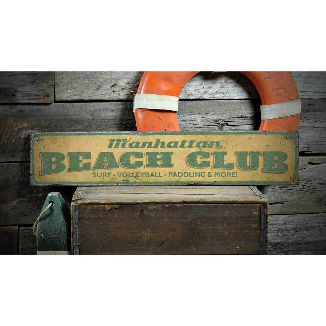 Beach Club Rustic Wood Sign