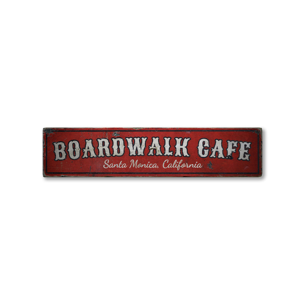 Boardwalk Cafe Rustic Wood Sign