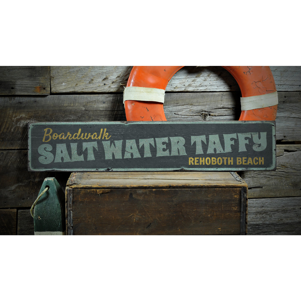 Saltwater Taffy Rustic Wood Sign