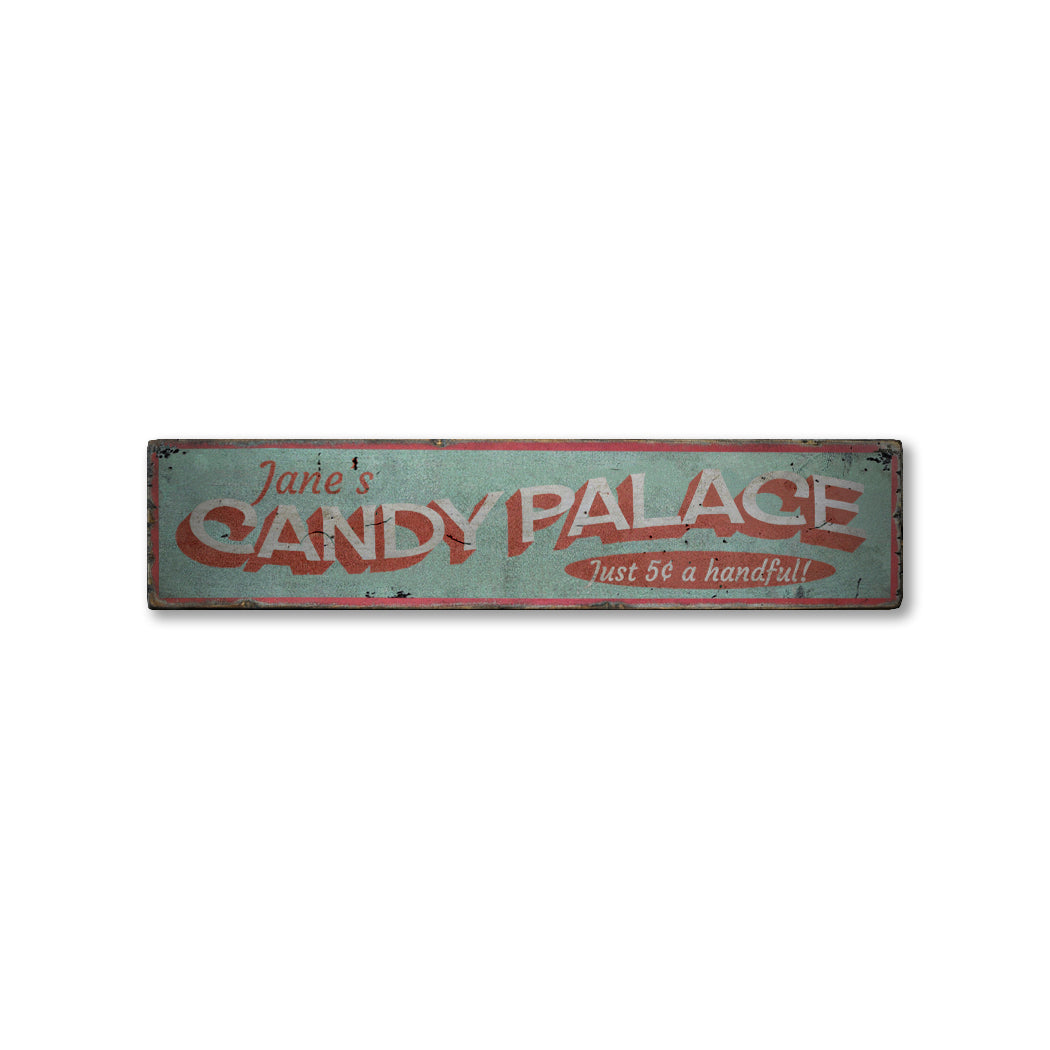 Candy Palace Rustic Wood Sign