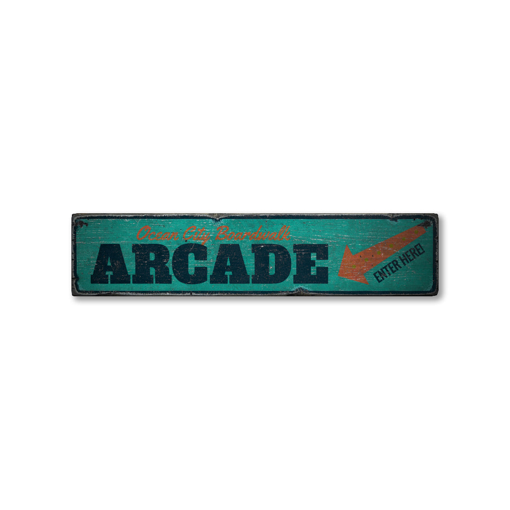 Rustic Arcade Sign Boardwalk Arcade Rustic Wood Sign – Lizton Sign Shop
