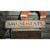 Amusements Rustic Wood Sign