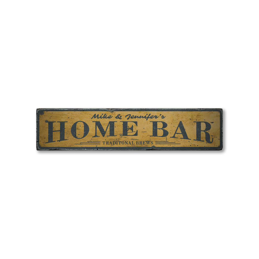 Tradtional Brew Home Bar Rustic Wood Sign