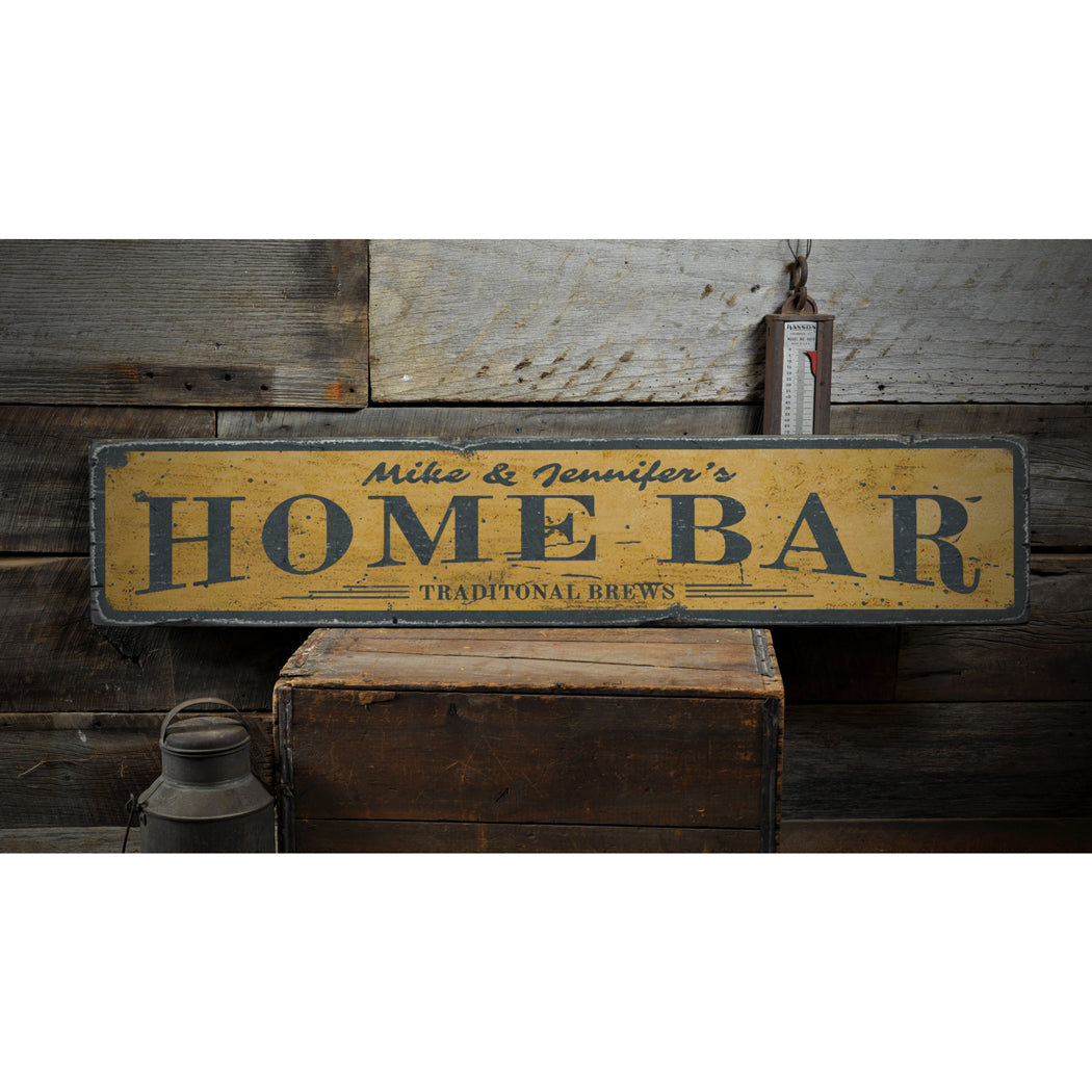 Tradtional Brew Home Bar Rustic Wood Sign